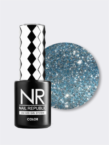 NR Night life Гель-лак 381 - жидкий кристалл голубой, 10мл