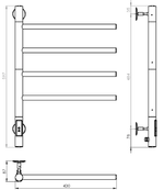Полотенцесушитель электрический Vincea VTD-1S1CBE 43x60, черный, таймер, , шт