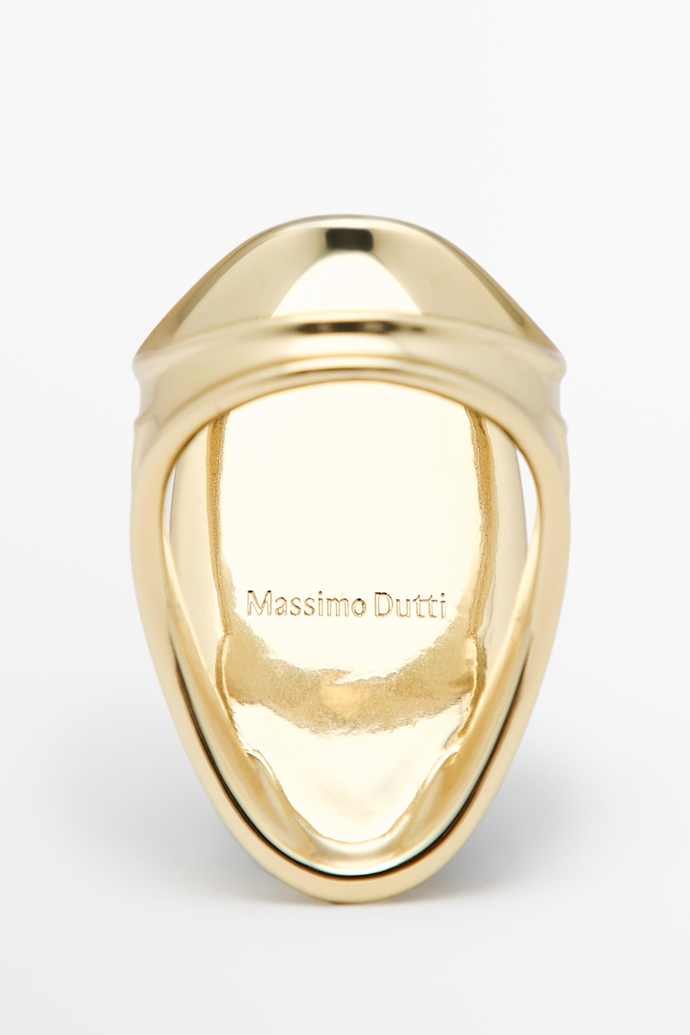Massimo Dutti Овальное кольцо с кварцем, золотистый