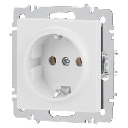 Розетка Intro Accent 6-202-01М 2P+E Schuko 16А-250В IP20 СУ AL/CU белый матовый | Intro