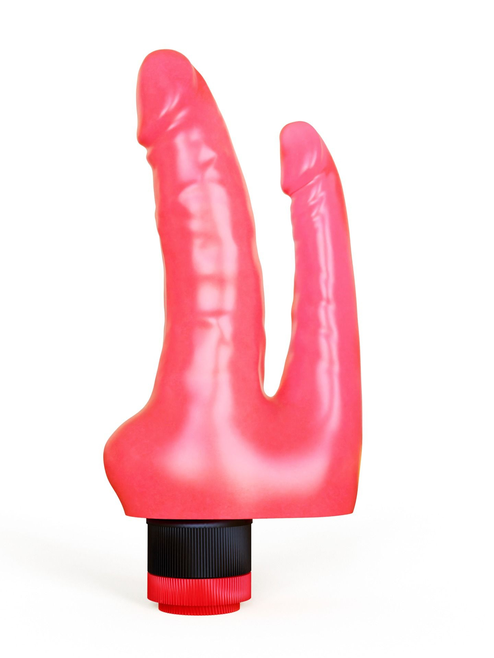 Двойной вибромассажер из розового геля - 17 см. (Цвет: розовый)