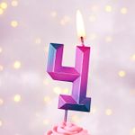 Свеча Цифра, 4 Пурпурные грани, 1,1*4,3 см, 1 шт.