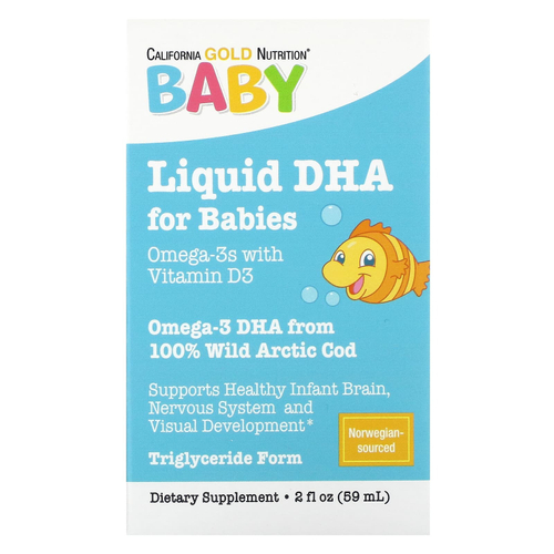 California Gold Nutrition, Baby, ДГК для детей, омега-3 кислоты с витамином D3 и ЭПК, 59 мл (2 жидк. унции)
