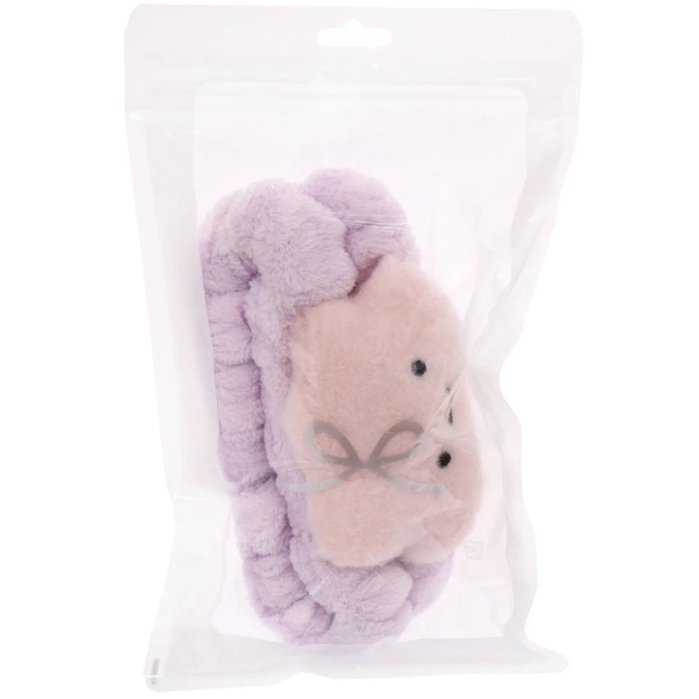 Повязка на голову косметическая «ДАЙМОНД РУШ», облачко, цвет сиреневый, пудровый, небесный и серый, 20*5.5см (ZIP пакет)