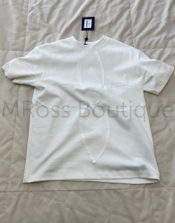 Белая футболка Louis Vuitton с большим цветком в тон