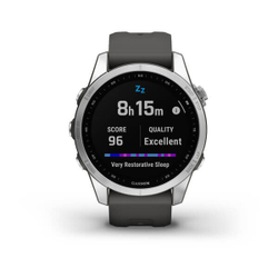 Garmin Fenix 7S серебристый с графитовым силиконовым ремешком 42 мм (010-02539-01)