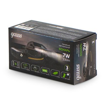 Фонарь налобный 7W 330lm Li-ion 800mAh GF411 чёрный Gauss