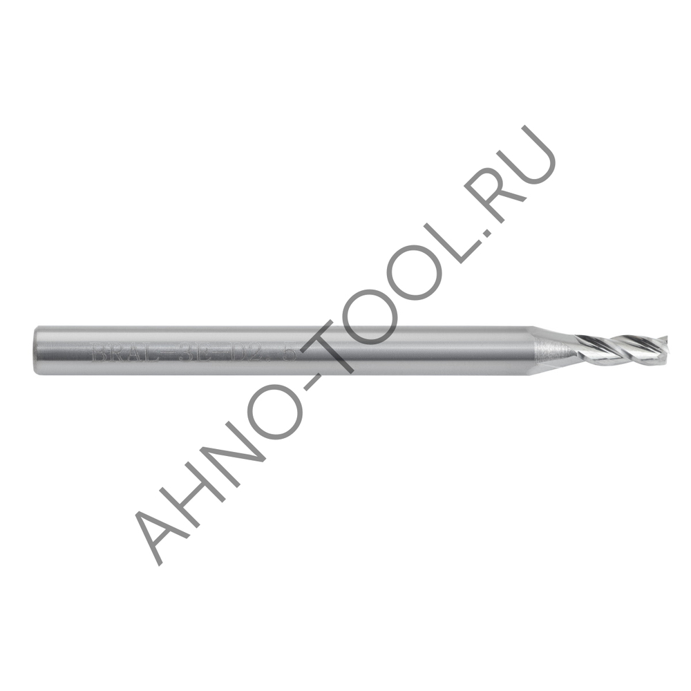 Фреза твердосплавная   2.5мм (L=50, l=7, хв=4) Z3 45° по алюминию и цвет.металлам BRAL-3E-D2.5 AHNO