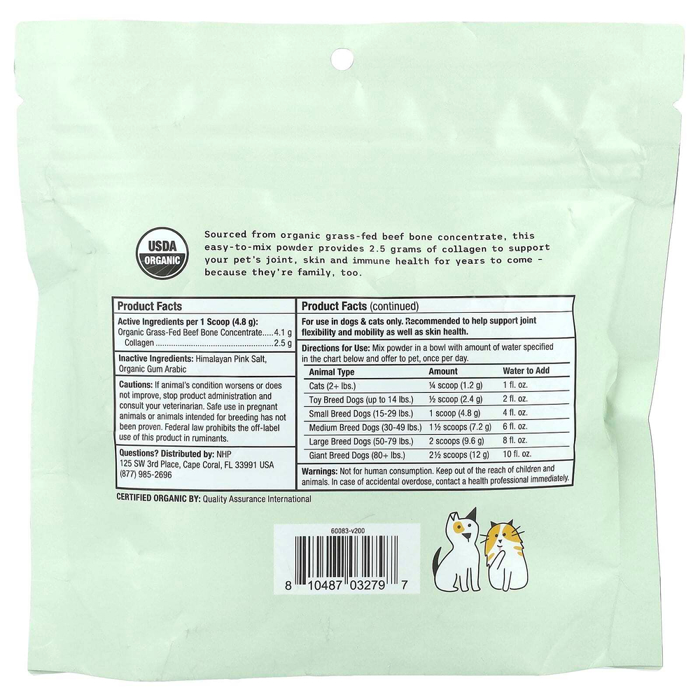 Dr. Mercola, Bark & Whiskers ™, порошок из органического коллагена, для собак и кошек, 144 г (5,07 унции)