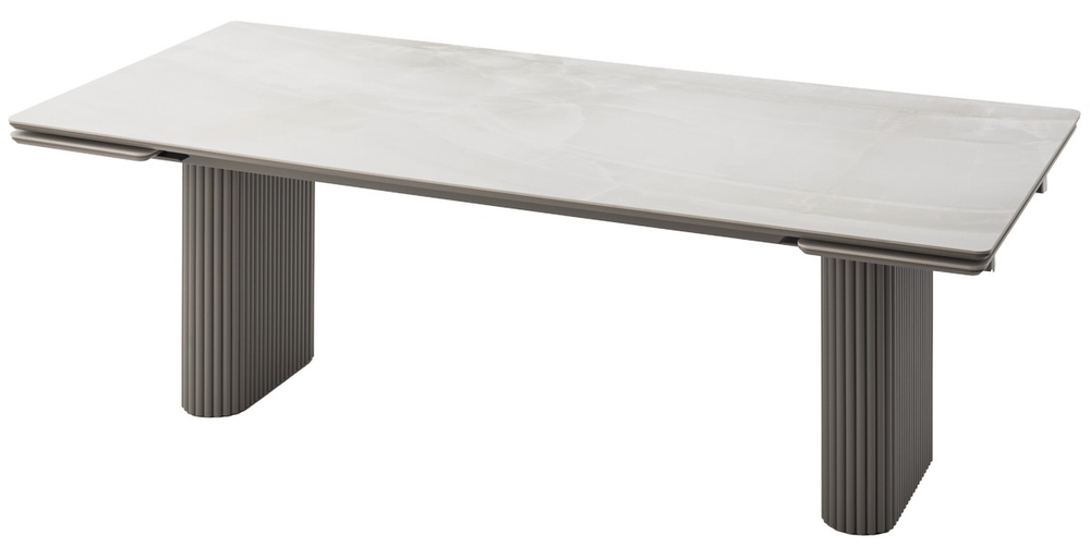 Стол АДАЖИО 240 (320) см ЭЛЛИПС VARESE ONICE, керамика / Латте каркас М-City