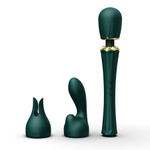 Зеленый аккумуляторный вибратор-вонд 29,1см с насадками Zalo Kyro Wand Massager Turquoise Green