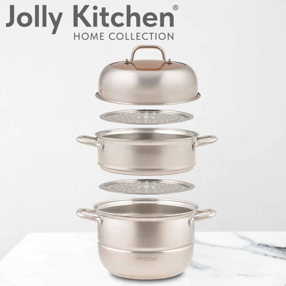 Мантоварка-пароварка Jolly Kitchen три яруса, диаметр 30 см, нержавеющая сталь