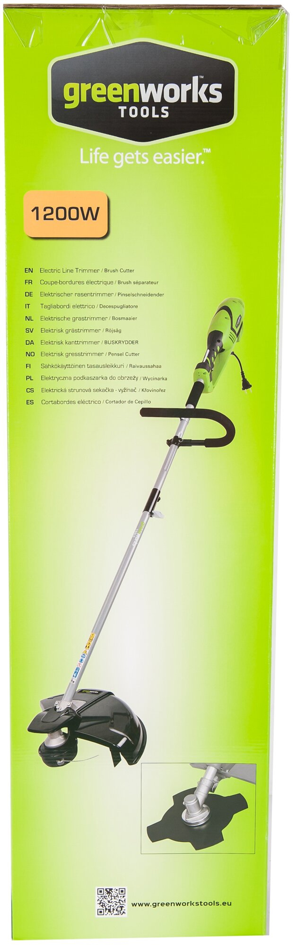 Триммер электрический GREENWORKS GST1246 1200Вт,до 2мм,ремень (1301807)