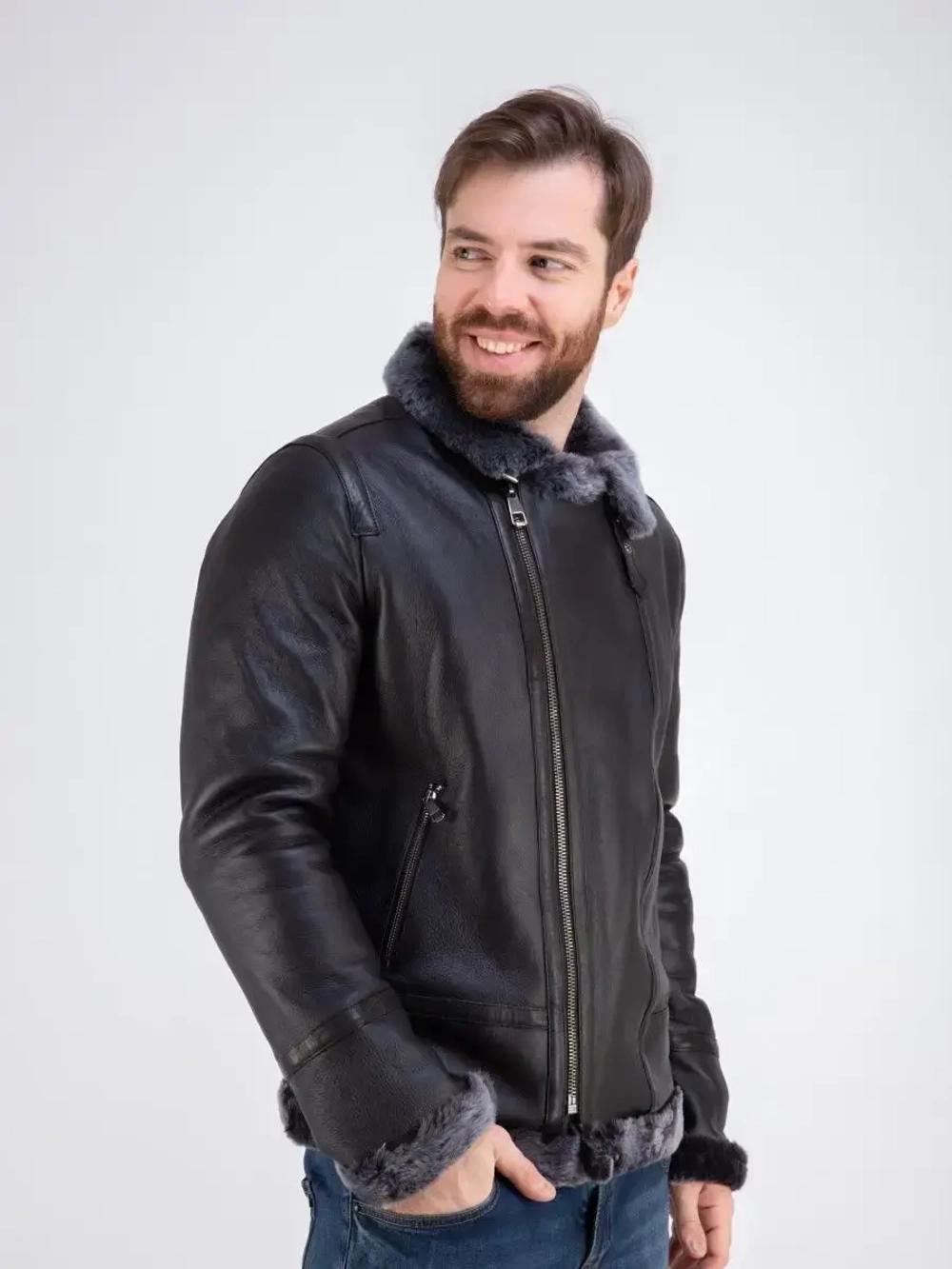 Дубленка мужская натуральная авиатор зимняя Турция