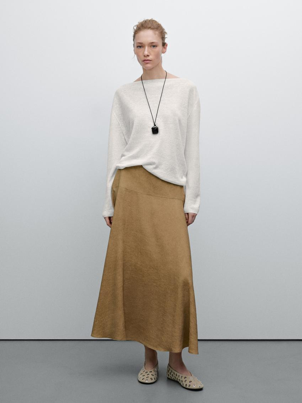 Massimo Dutti Свитер из 100% льна, белый