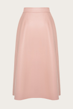 Розовая юбка-миди из эко-кожи