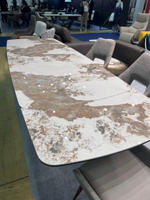 Стол DT2341 (180-260) белая глянцевая керамика/орех