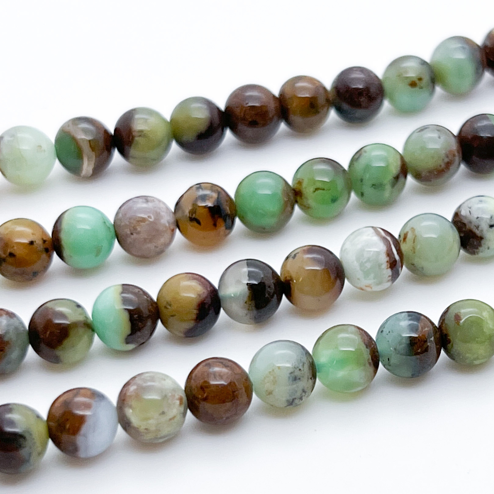 Хризопраз, диаметр 6,4-6,5 мм, цена за 14-15 шт (1/4 нити)