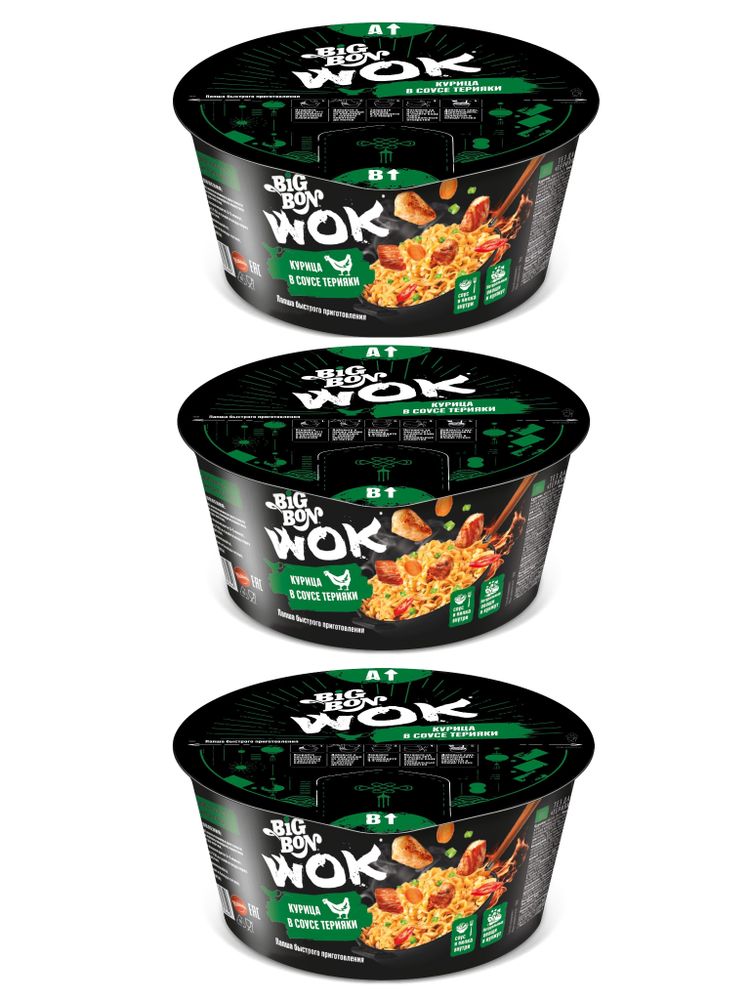 Лапша Big Bon WOK Курица терияки 85 г 3 шт