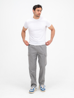 Карго джоггеры прямые. Серые