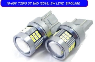Светодиод 12-24V T20\5  57SMD 2016 белый LENS 5W 6000K(БИ)(бл2шт) ПАРУС #10-60T20/5/57SMD/2016-2
