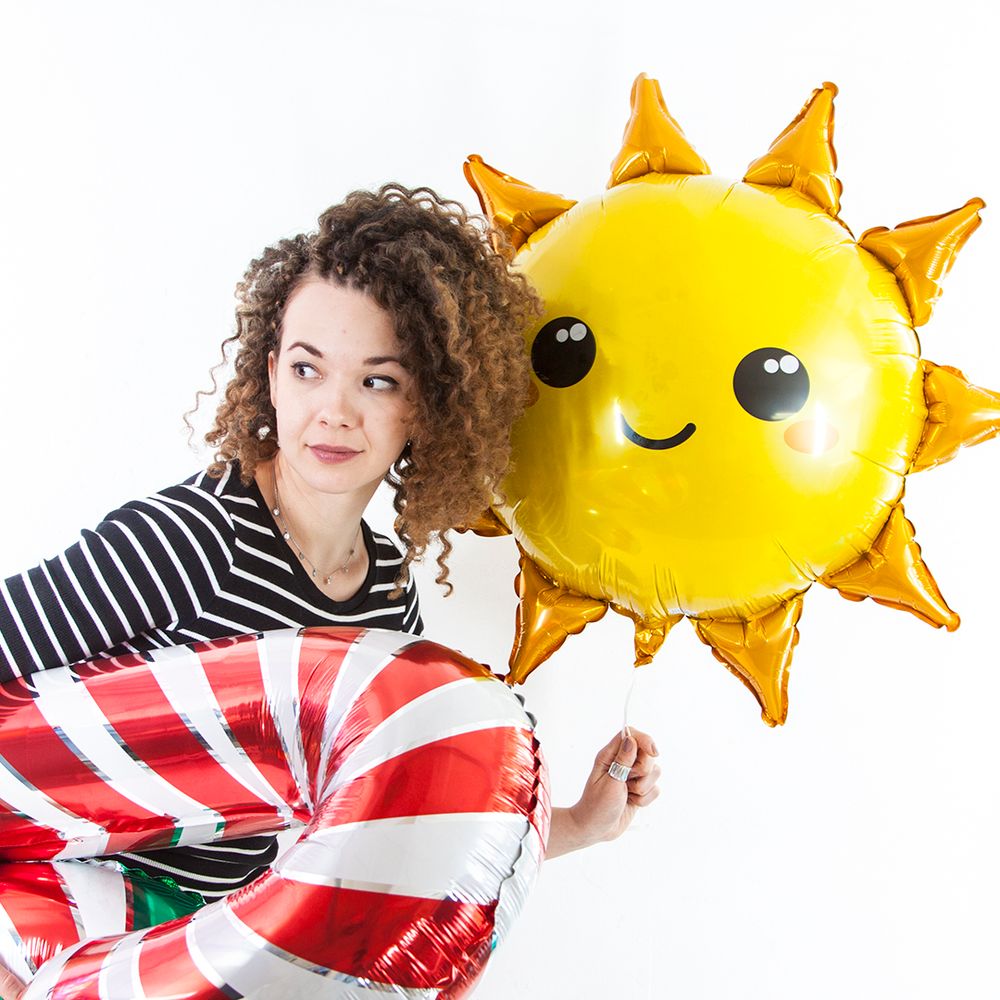 Шар (39"/99 см) Фигура, Леденец трость, Красный 1 шт.