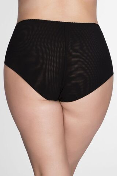 Женские трусики-слип с высокой линией талии из кружева и эластичной сетки (Размер: 4X) (Цвет: черный)