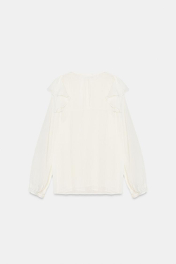 ZARA БЛУЗА СО СКЛАДКАМИ И ВОЛАНАМИ, ЭКРЮ