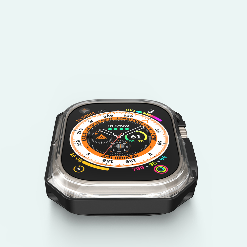 Чехол-бампер прозрачный с черными вставками от Dux Ducis для часов Apple Watch 46 мм на модели 10 серии, серия Tamo Series Case