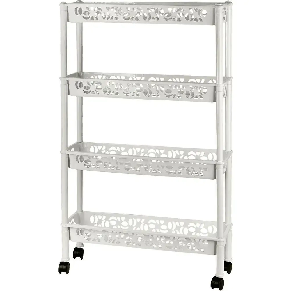 Этажерка Keeplex Light на колесиках четырехсекционная прямоугольная длинная 58х93,5 бел