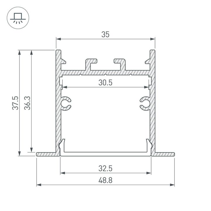 Профиль Arlight SL-LINIA49S-F-2000 ANOD BLACK 039389