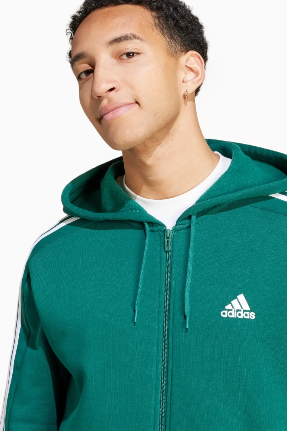 Кофта adidas Essentials Fleece 3S FZ - зеленый