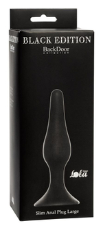 Чёрная анальная пробка Slim Anal Plug Large - 12,5 см.
