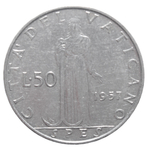 50 лир 1957 год, Ватикан. aUNC