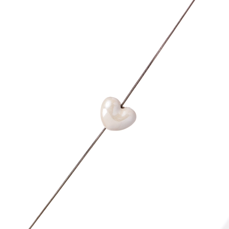 Колье Серебряная Подвеска с Белым Сердцем