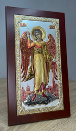 Ангел Хранитель, икона ростовая, красное дерево, эмаль 102х178
