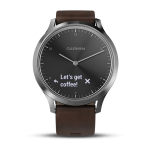 Часы Garmin Vivomove HR Premium, серебряные с темно-коричневым кожаным ремешком (010-01850-24)
