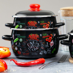 Кастрюля сталь, эмал, 4 л, с крыш, крышка сталь, Appetite, Gazpacho, 1RC201M, индукц