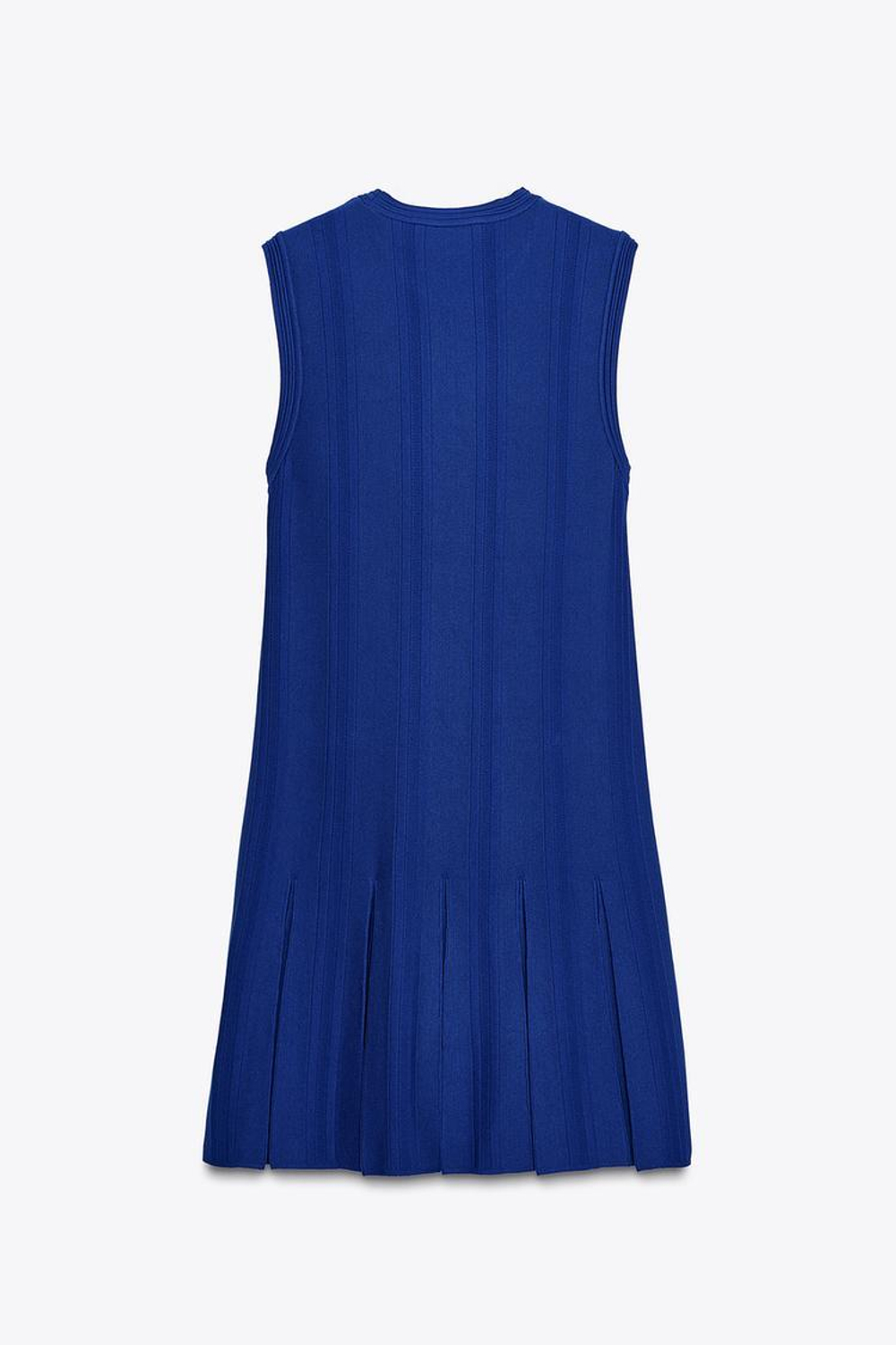 ZARA ТРИКОТАЖНОЕ ПЛАТЬЕ СО СКЛАДКАМИ, ЯРКО-СИНИЙ