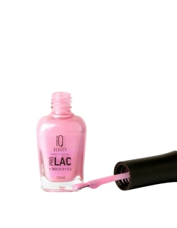 IQ Beauty Лак для ногтей профессиональный укрепляющий с биокерамикой #136, 12.5 мл Светло-розовый с перламутровым розовым шиммером, плотный