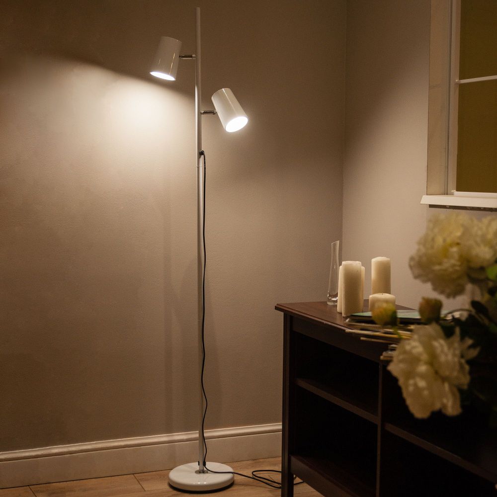 ULM-T600 2х6W-4500K-DIM WHITE Торшер напольный светодиодный. 2х6W. Сенсорный выключатель. Диммер. Белый. ТМ Uniel