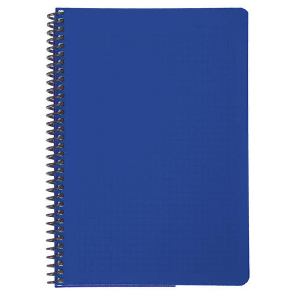 Тетрадь А5, 80 листов, BRAUBERG "Metropolis", спираль пластиковая, клетка, обложка пластик, СИНИЙ, 403397