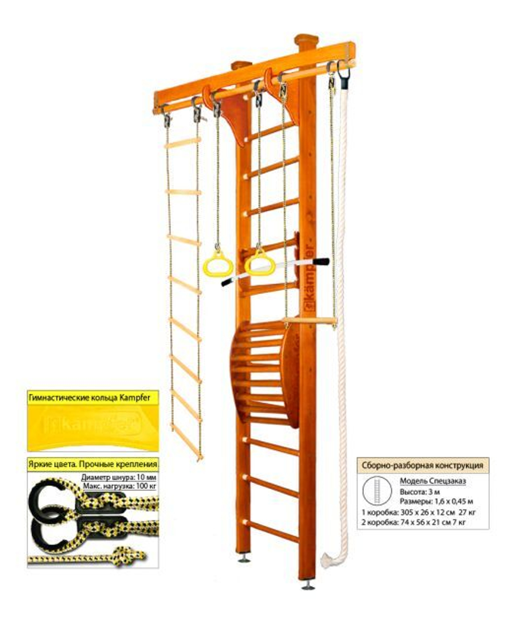 Шведская стенка Kampfer Wooden Ladder Maxi Ceiling Стандарт с матом