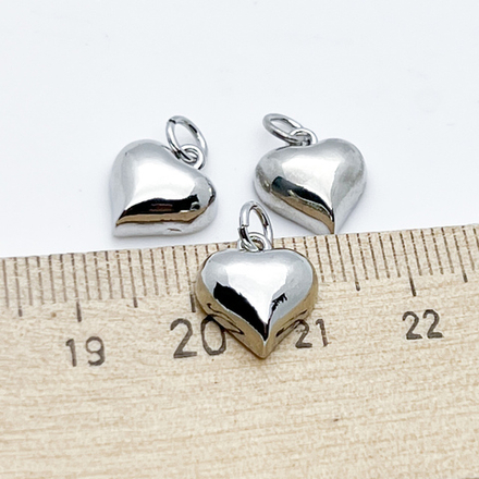 Подвеска Сердце, цвет серебро, размер 12*11 мм, цена за 1 шт