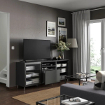 Тумба под ТВ с ящиками - IKEA BESTÅ/BESTA/БЕСТО ИКЕА, 42х74х180 см, черный