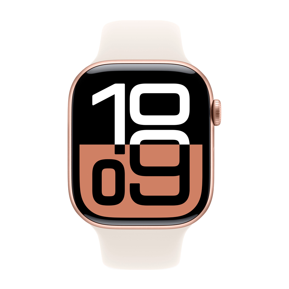 Умные часы Apple Watch Series 10 GPS, 46mm, Rose Gold Aluminium Case with Sport Band S/M, Starlight (Розовый)