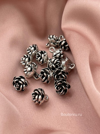 Пуговицы розы серебро черненое антик