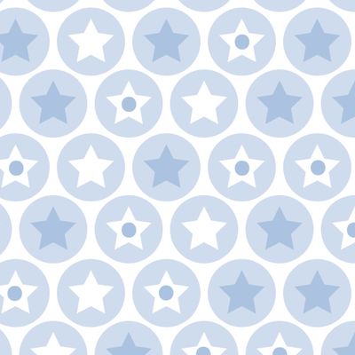 голубой с белым узор в горох и звезды ретро