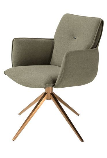 Поворотное кресло 4238 из оливково-зеленой ткани