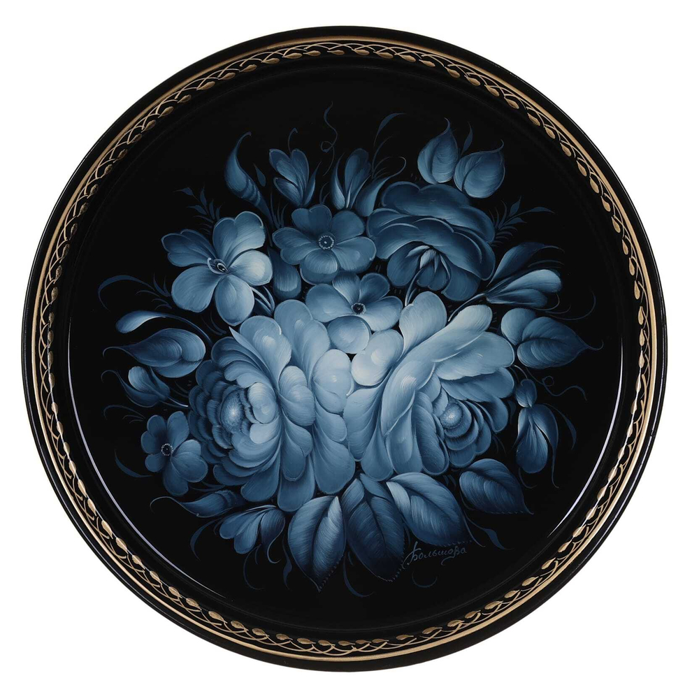 Жостовский поднос декоративный, размер 30 см (A9), металлический